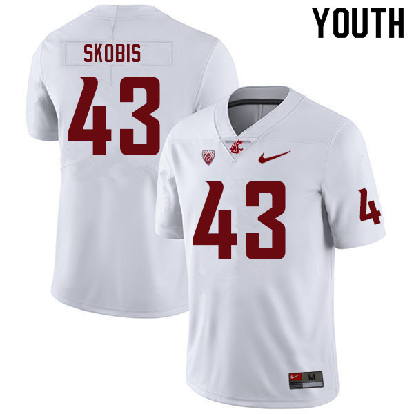 Youth #43 Jacob Skobis Washington State Cougars College Football Jerseys Sale-White